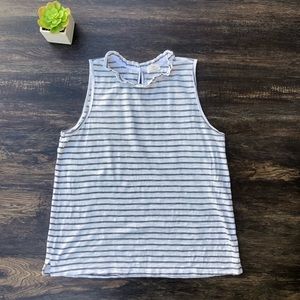 Anthro TLA White Black Stripe High Sleeveless top